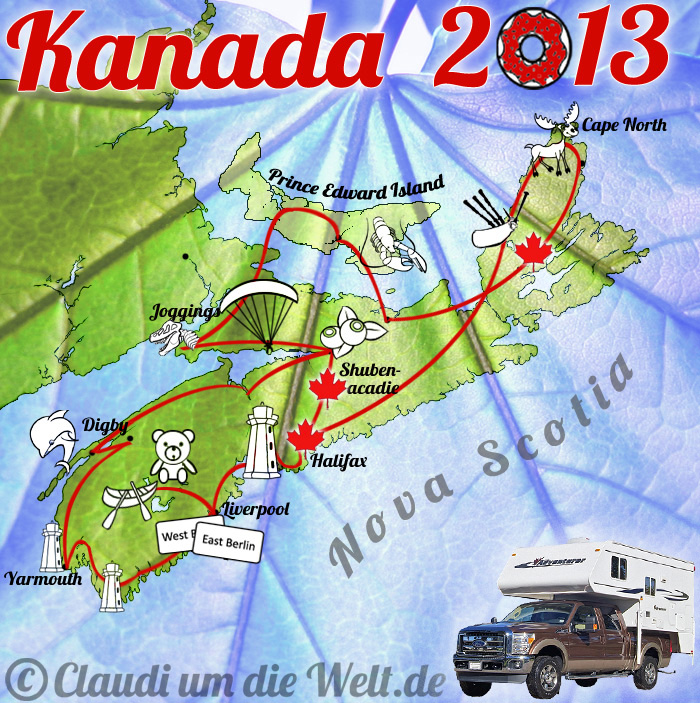 Die Route durch Nova Scotia und Anrainer