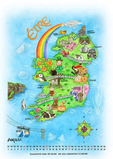 Kalenderblatt Karte Irland